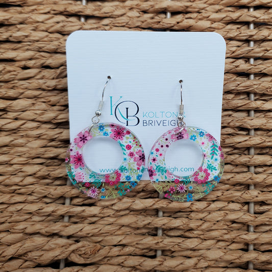 Petite Floral Boho Circle Earrings