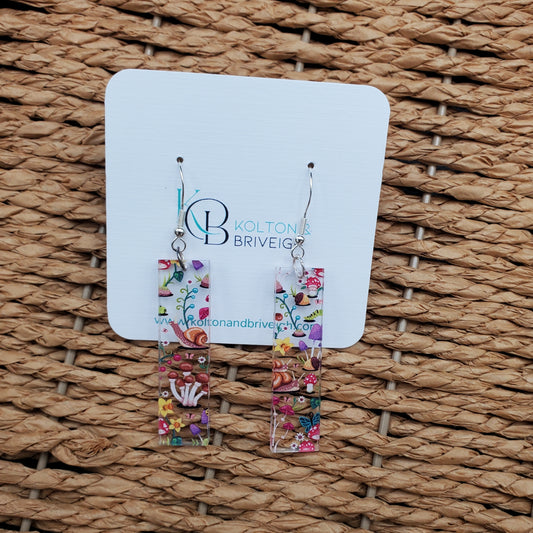 Snails and Mushrooms Bar Earrings