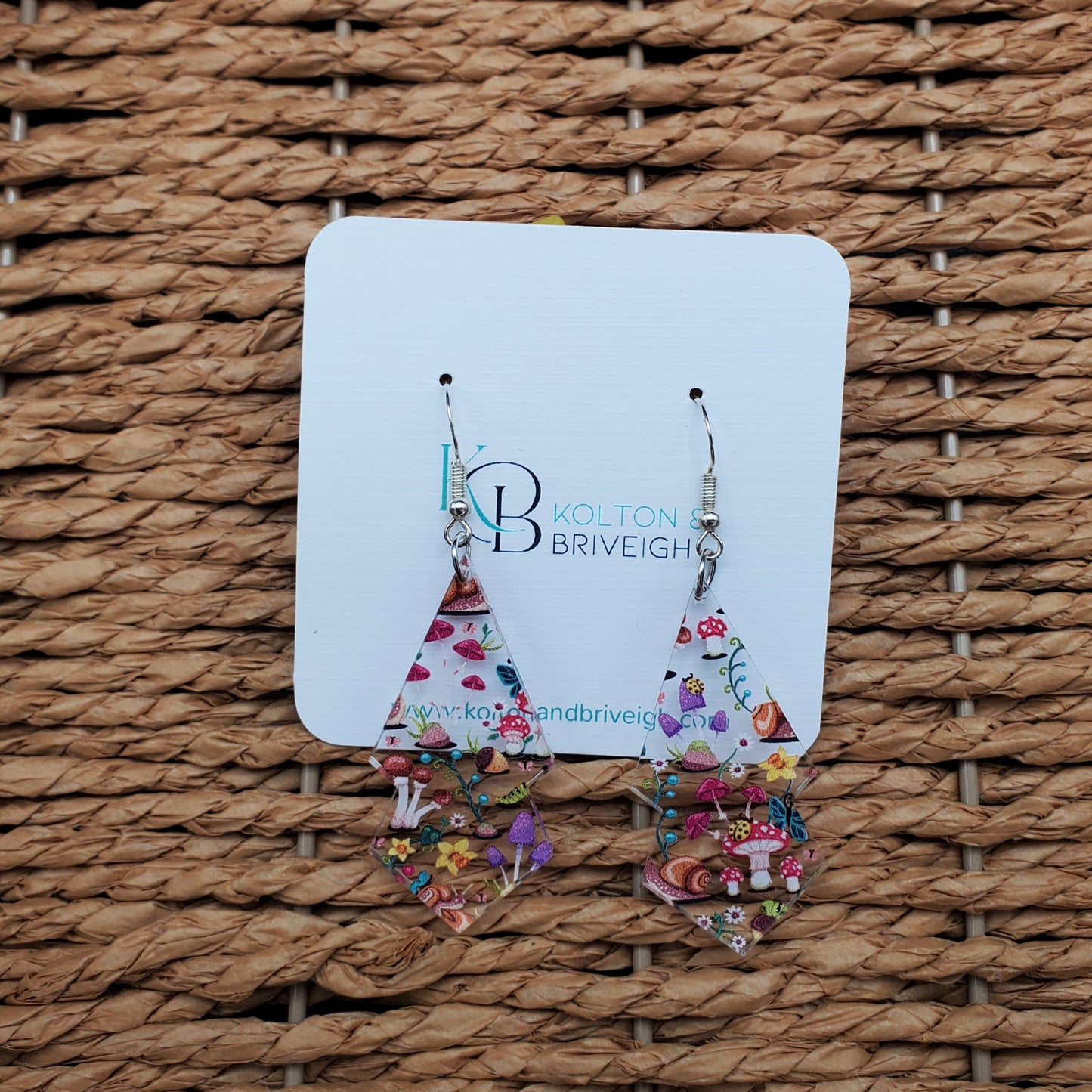 Snails and Mushrooms Elongated Double Kite Earring