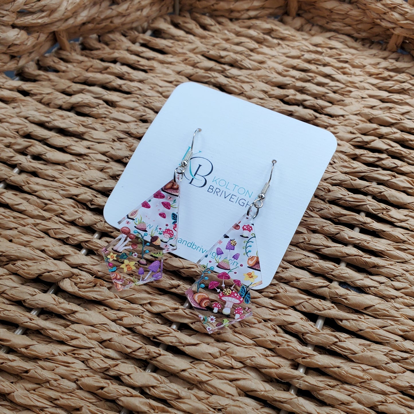 Snails and Mushrooms Elongated Double Kite Earring