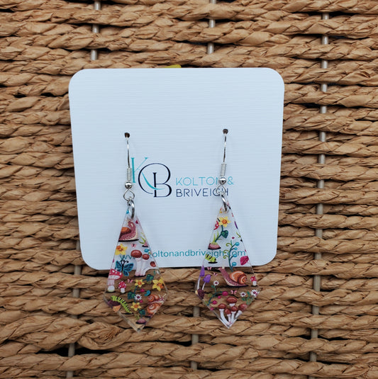 Snails and Mushrooms Kite Earrings