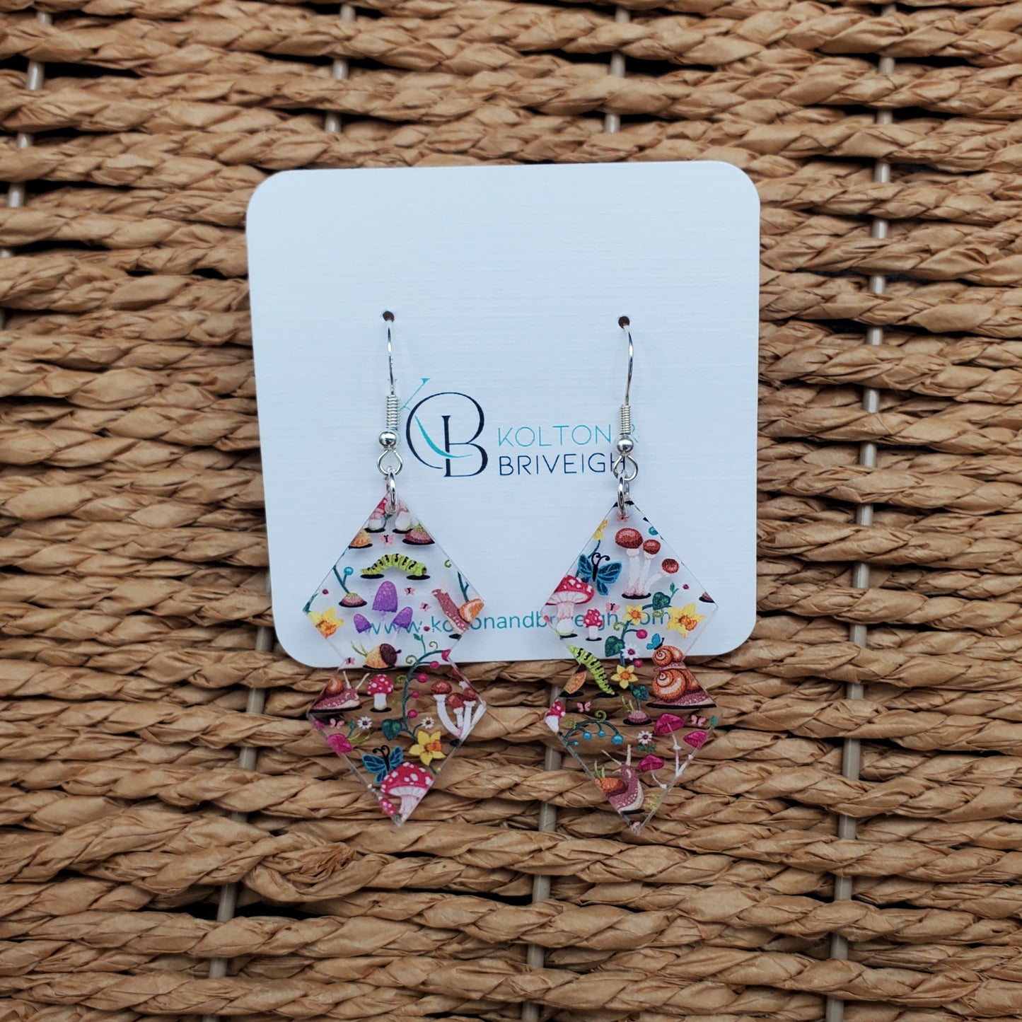 Snails and Mushrooms Double Kite Earrings
