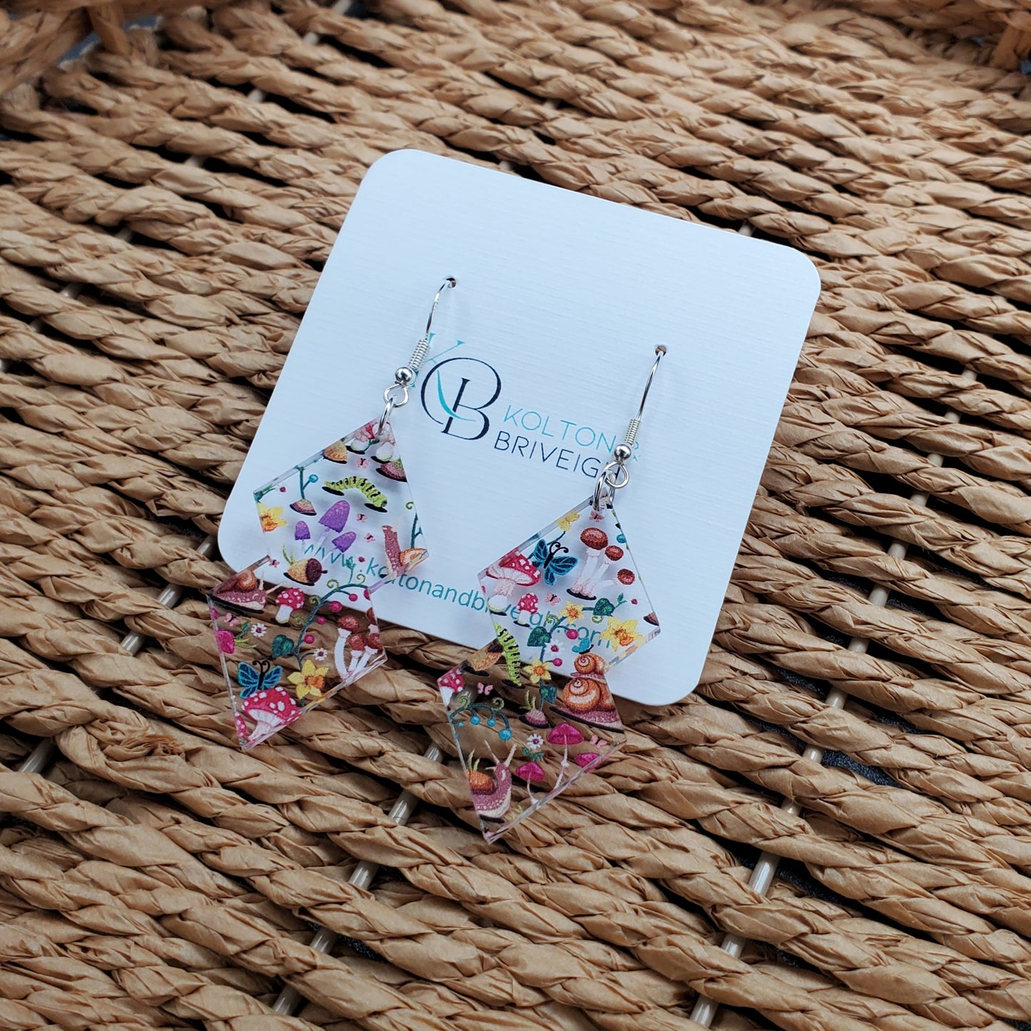 Snails and Mushrooms Double Kite Earrings