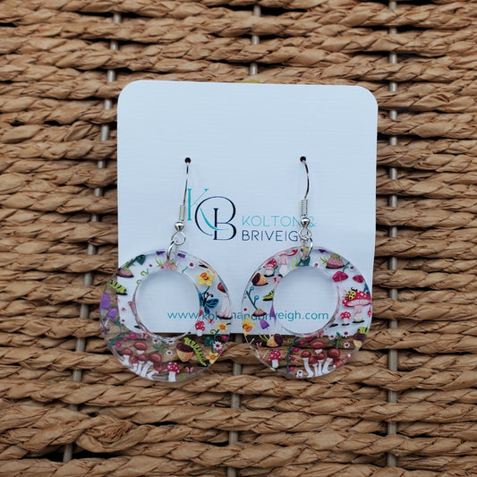 Snails and Mushroom Boho Circles Earrings