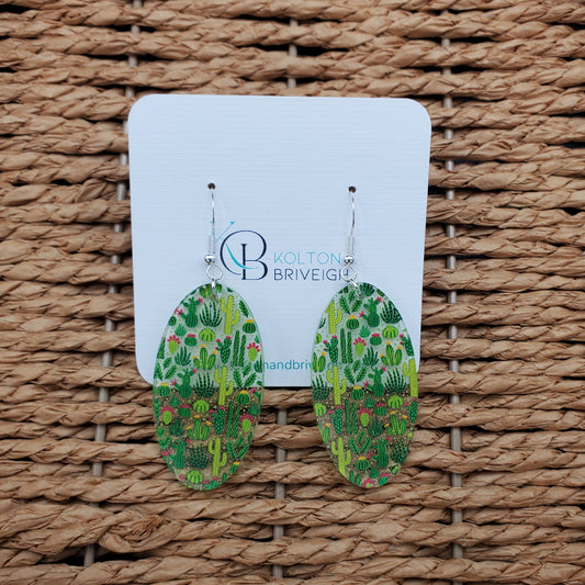 Cactus Oval Earrings