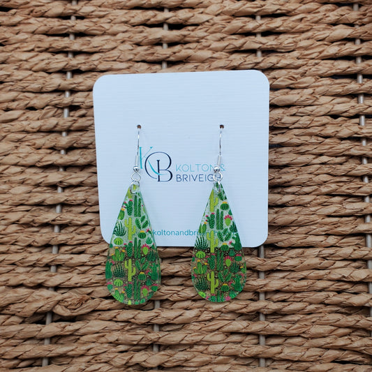 Cactus Long Teardrop Earrings
