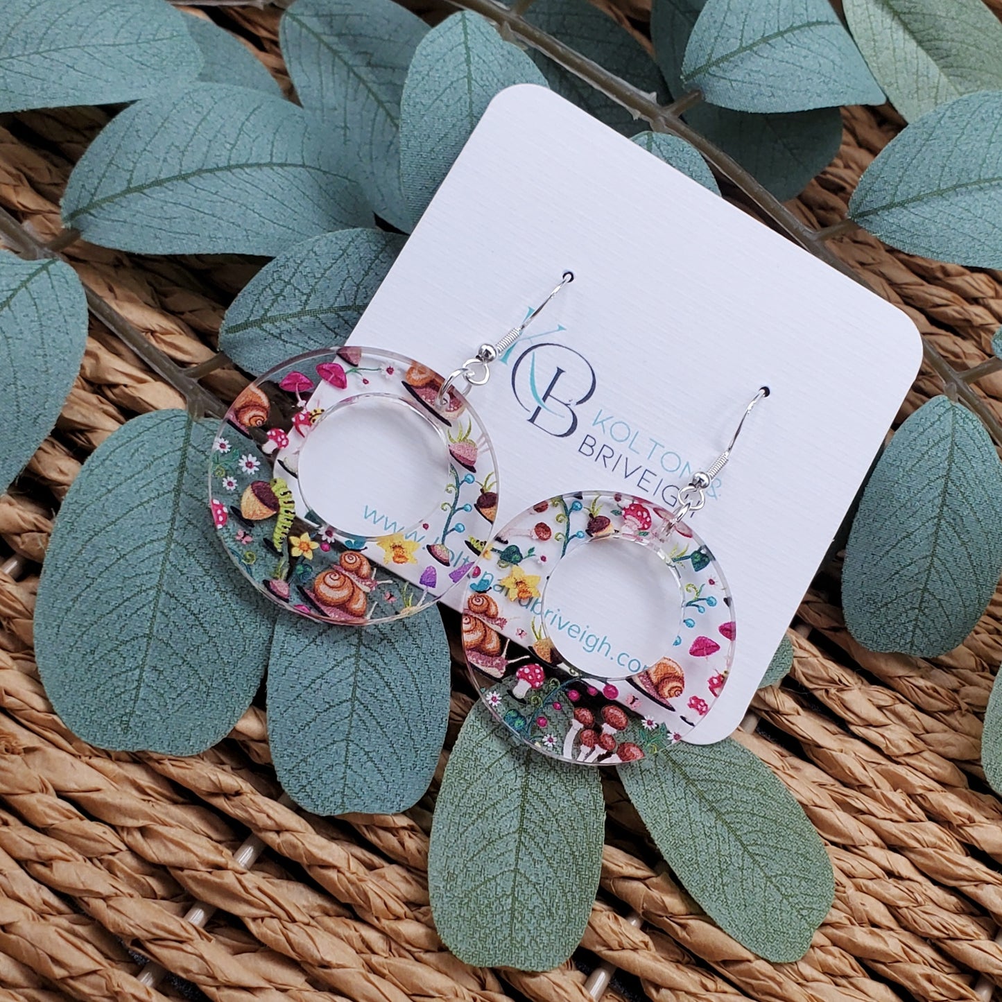 Snails and Mushroom Boho Circles Earrings