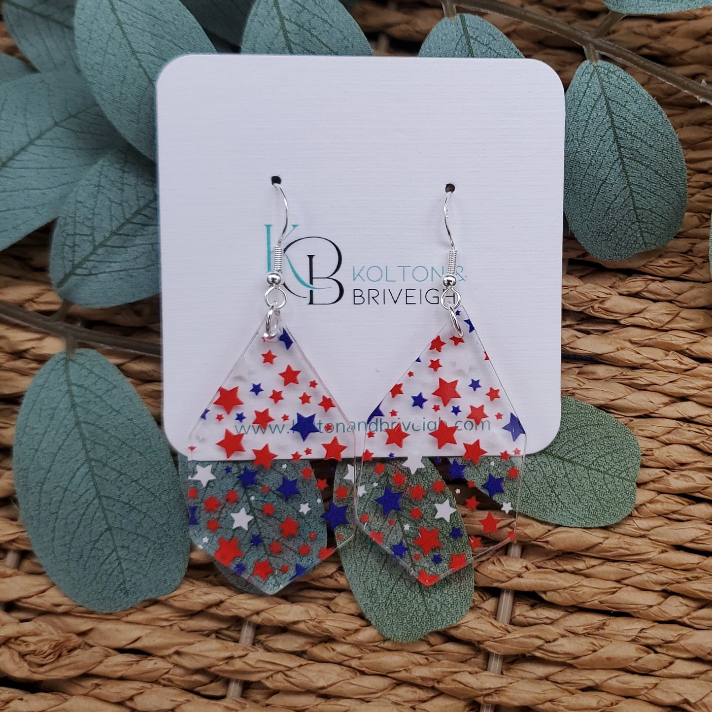 Star Confetti Elongated Hexagon Earrings