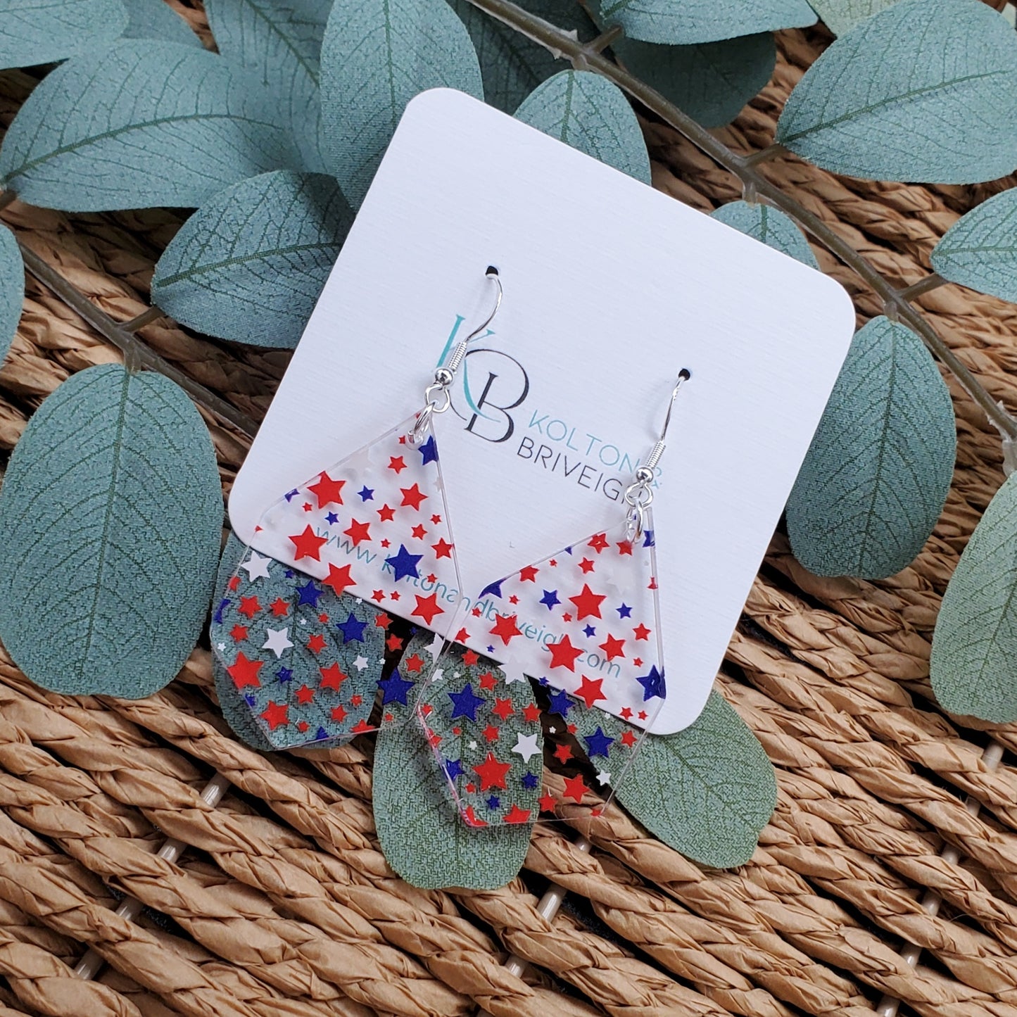 Star Confetti Elongated Hexagon Earrings