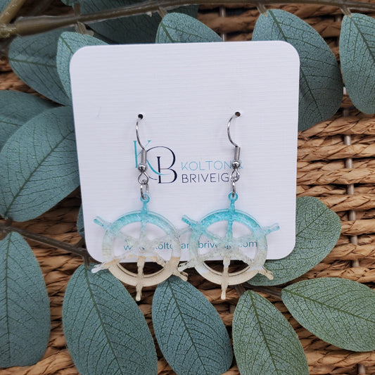 Beachy Ship Wheel Earrings
