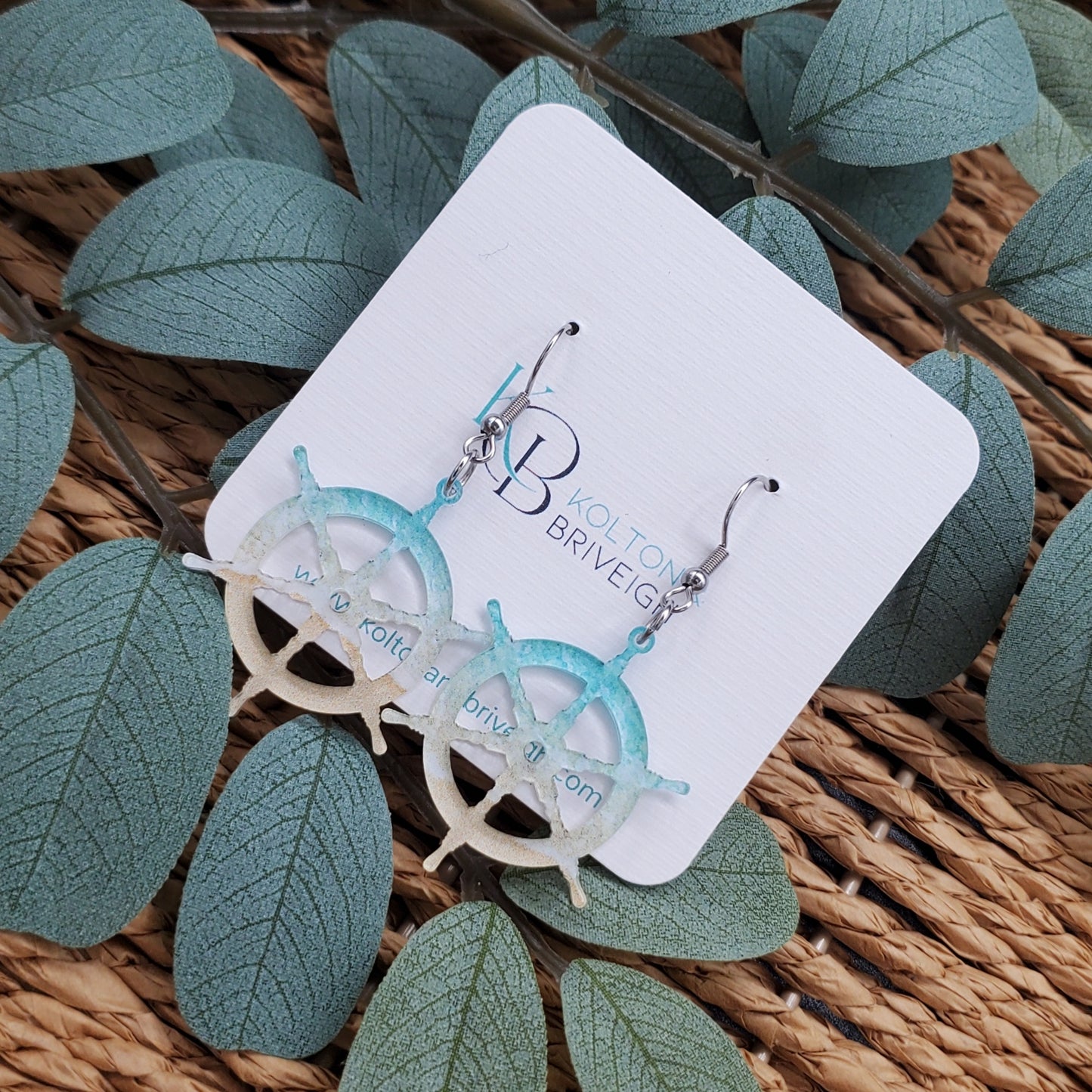 Beachy Ship Wheel Earrings