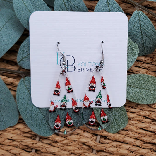 Christmas Gnome Long Teardrop Earrings