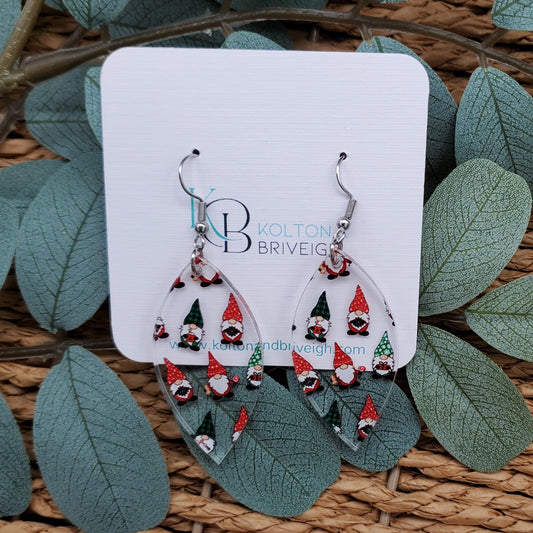 Christmas Gnome Marquis Earrings