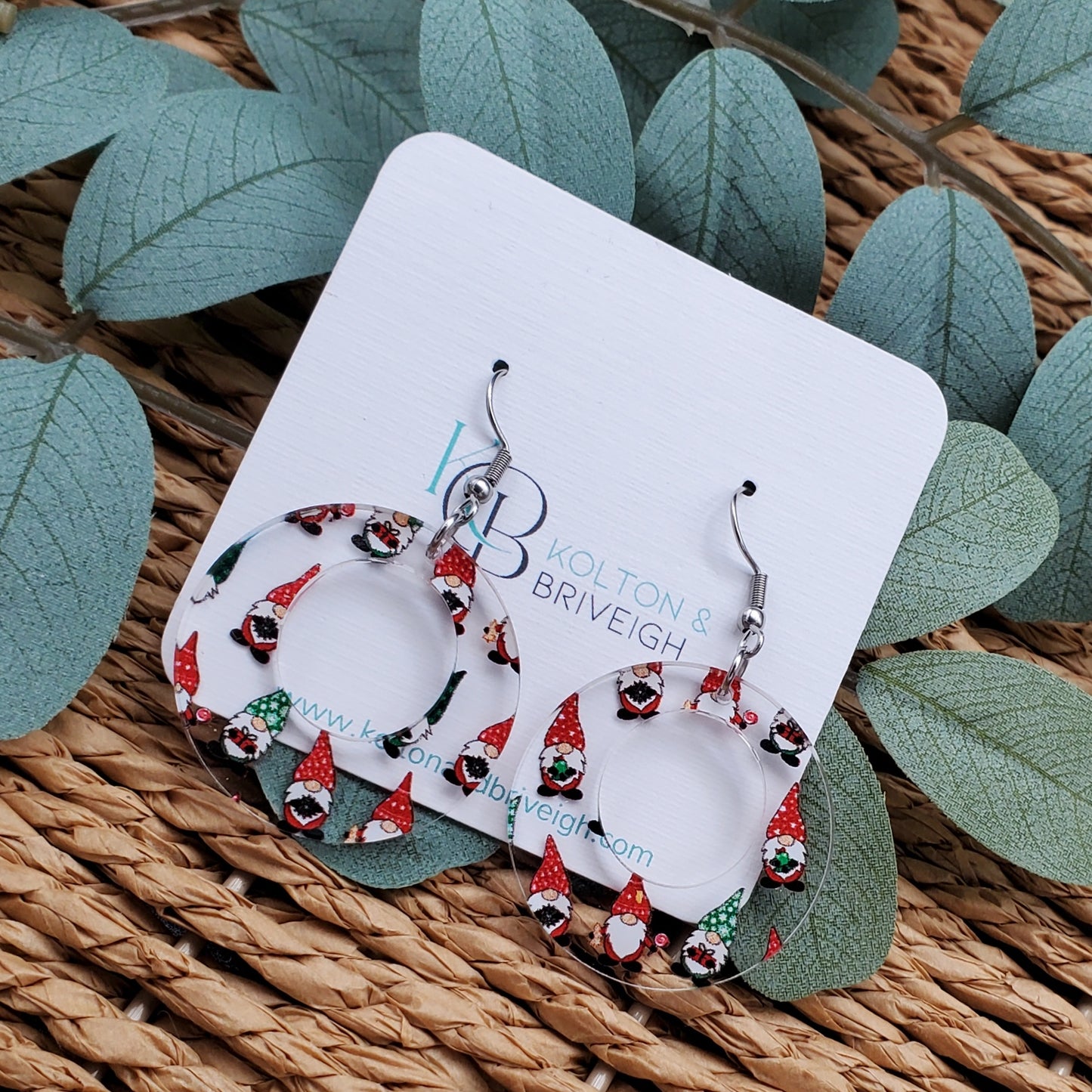 Christmas Gnome Boho Circle Earrings