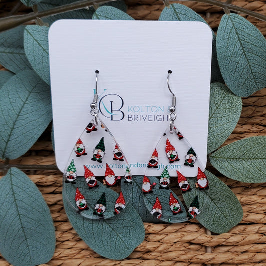 Christmas Gnome Teardrop Earrings