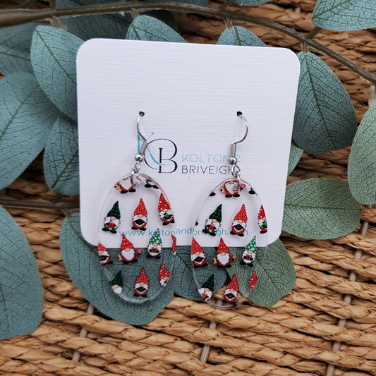 Christmas Gnome Oval Earrings