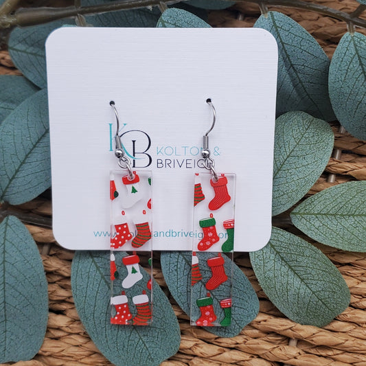 Christmas Stocking Bar Earrings