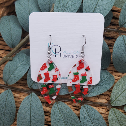 Christmas Stocking Marquis Earrings