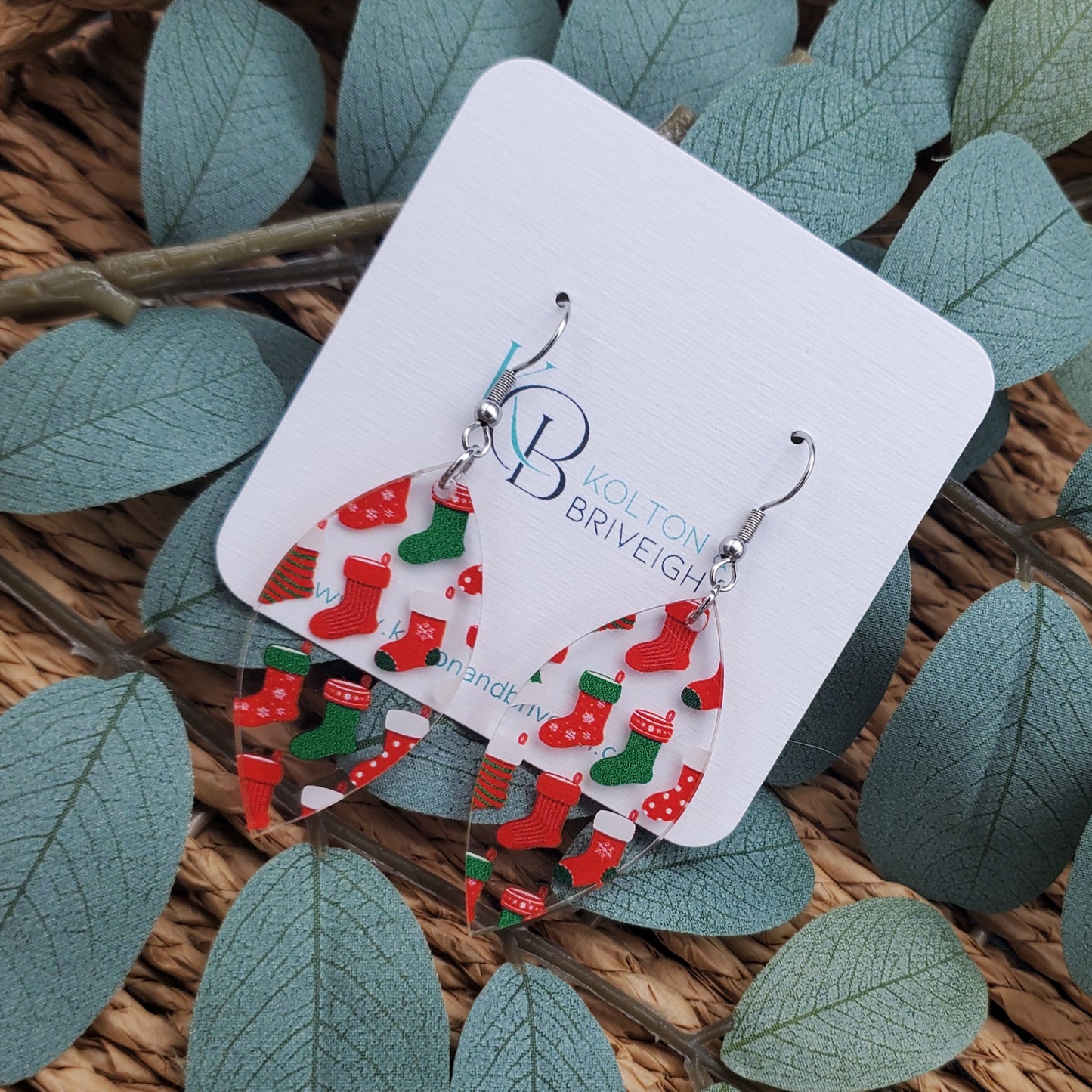 Christmas Stocking Marquis Earrings