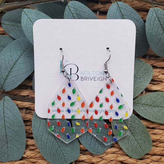Christmas Lights Long Hexagon Earrings