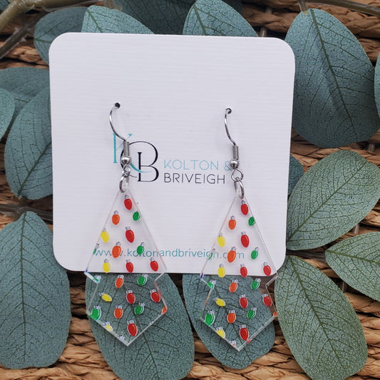 Christmas Lights Long Double Kite Earrings