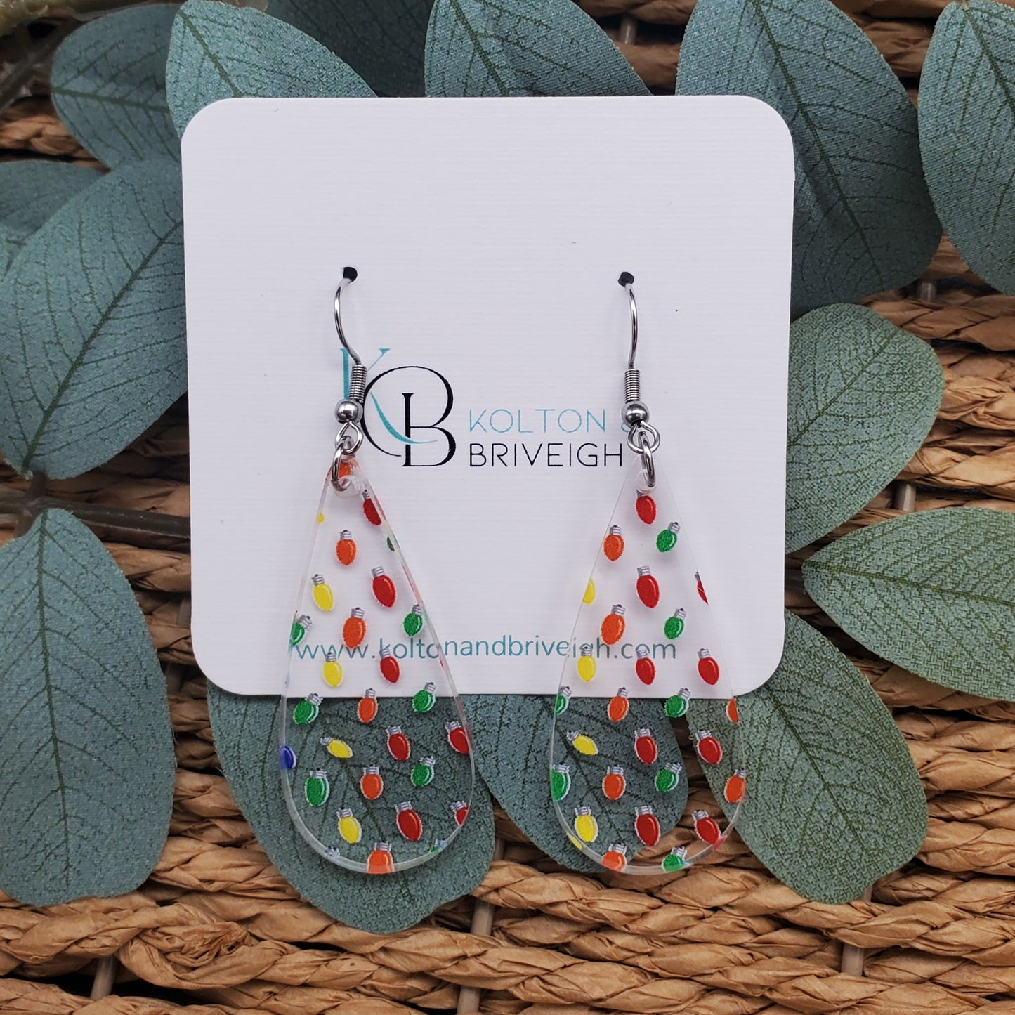 Christmas Lights Long Teardrop Earrings