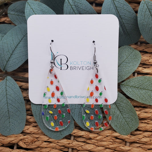 Christmas Lights Long Teardrop Earrings