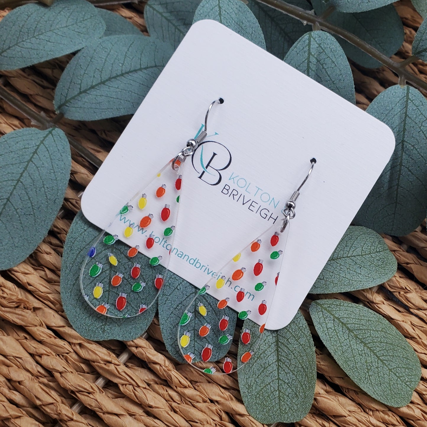 Christmas Lights Long Teardrop Earrings