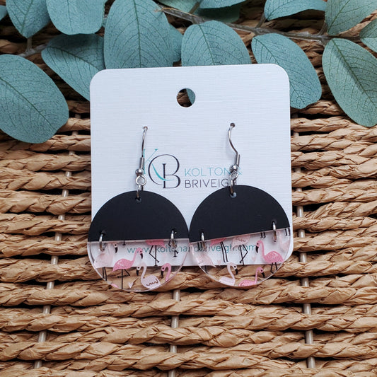 Flaming and Black Split Circle Earrings