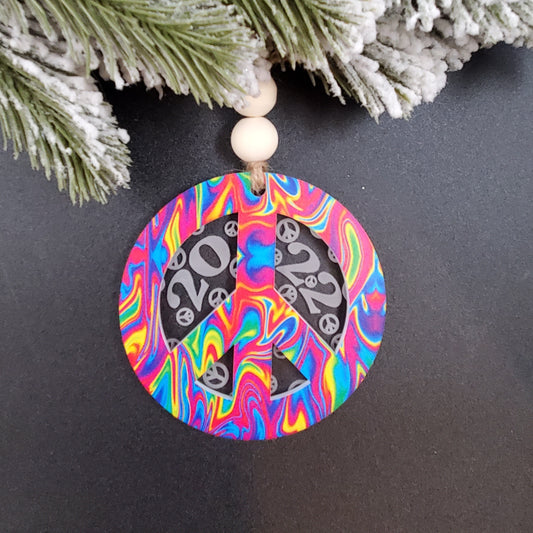 Hippy 2022 Peace Sign Ornament