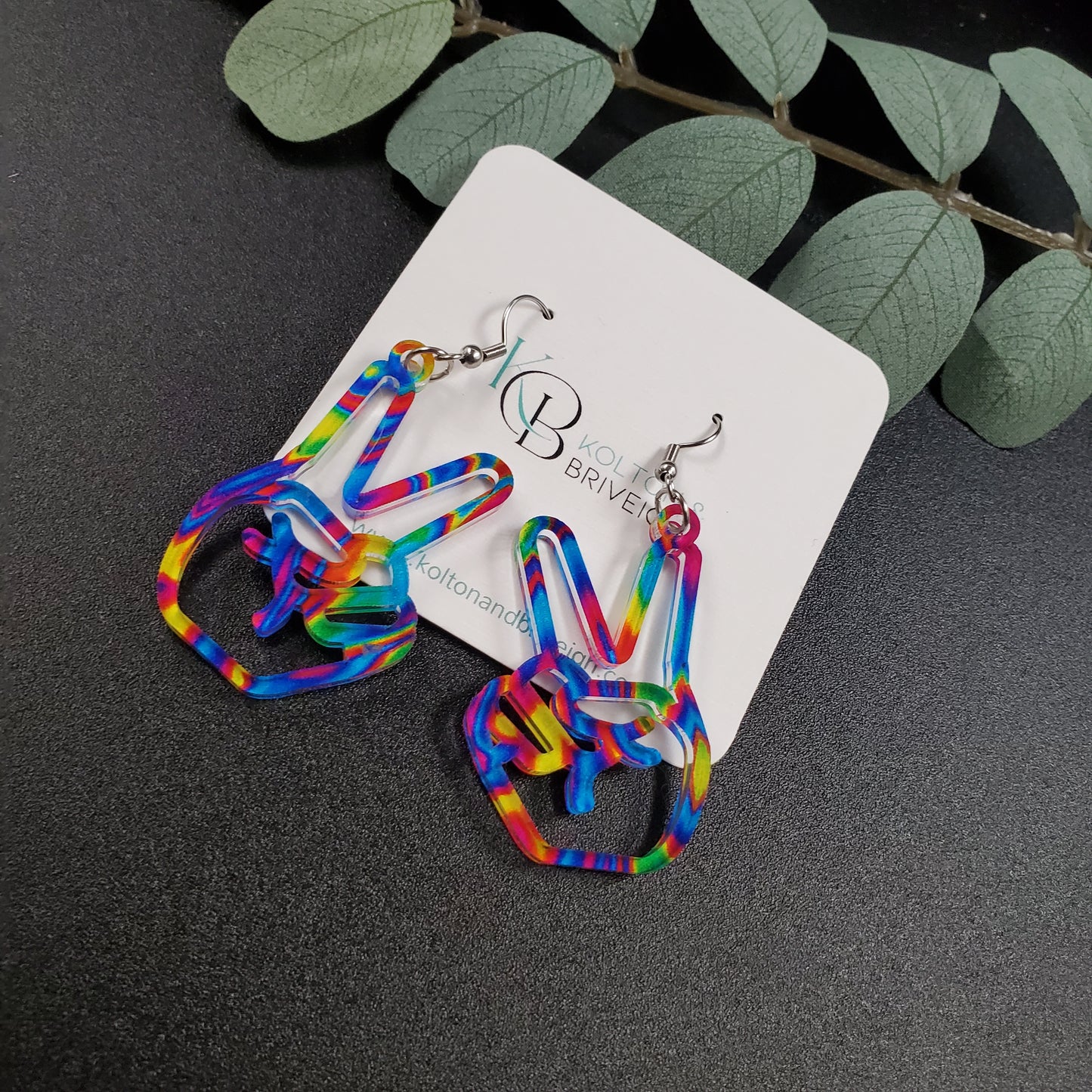 Tie Dye Peace Sign Hands Earrings