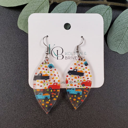 Pumpkin Truck Marquis Earrings
