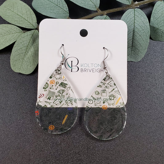 Teacher Chalkboard Teardrop Earrings