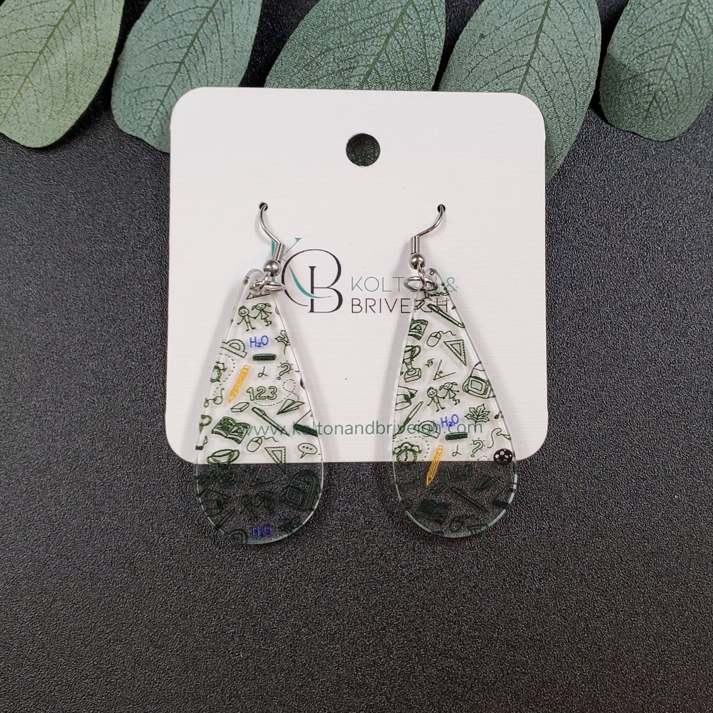 Teacher Chalkboard Long Teardrop Earrings