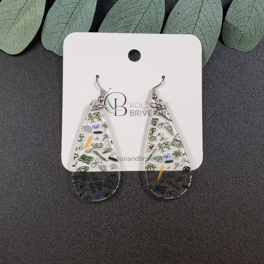 Teacher Chalkboard Long Teardrop Earrings