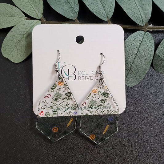 Teacher Chalkboard Hexagon Earrings