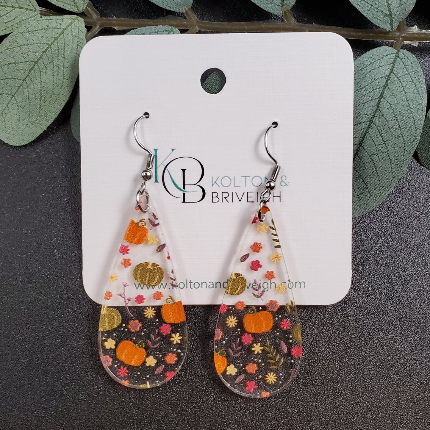 Fall Foliage Long Teardrop Earrings