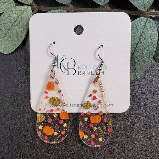 Fall Foliage Long Teardrop Earrings