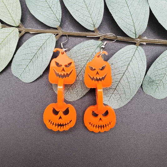 3D Jack O Lantern Earrings