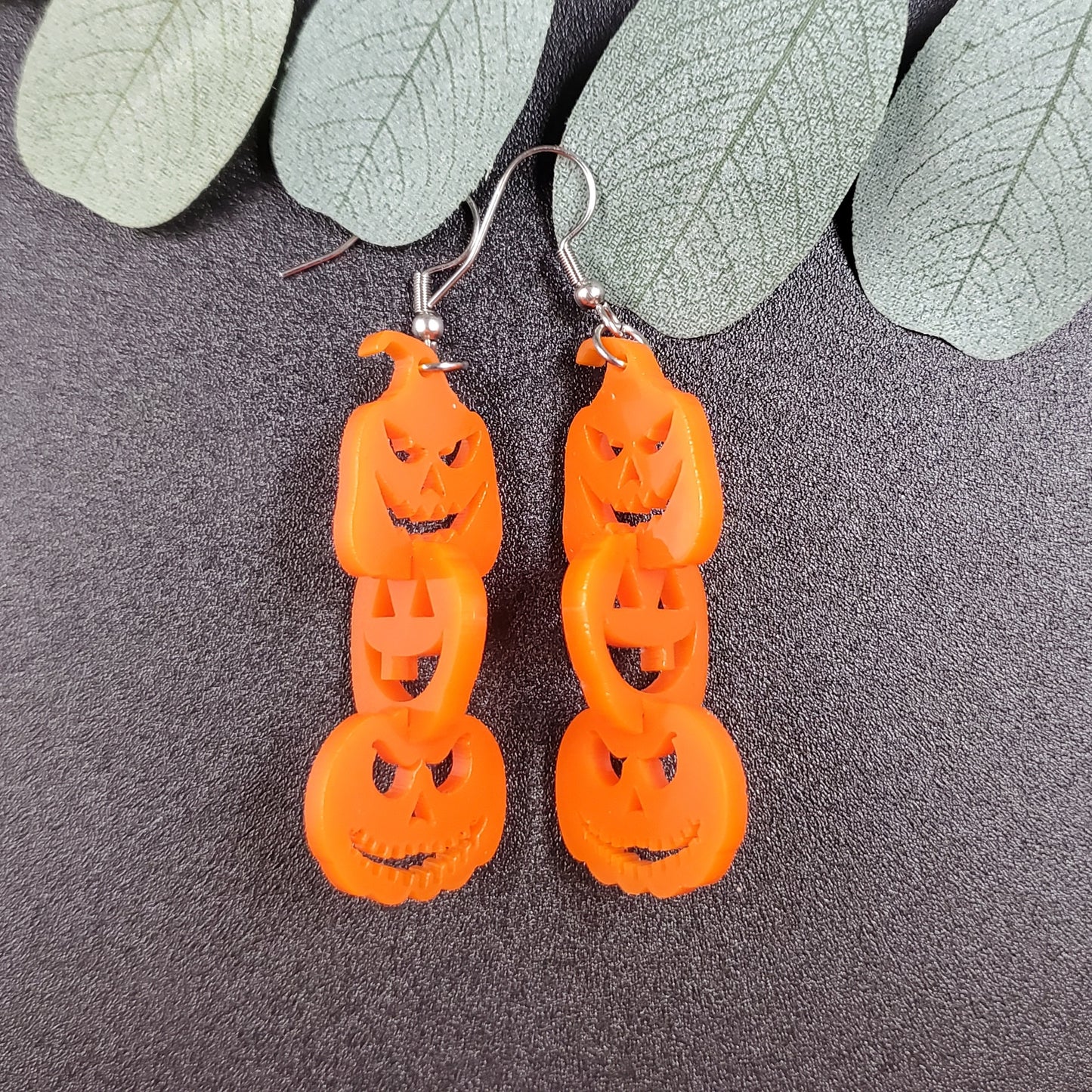 3D Jack O Lantern Earrings