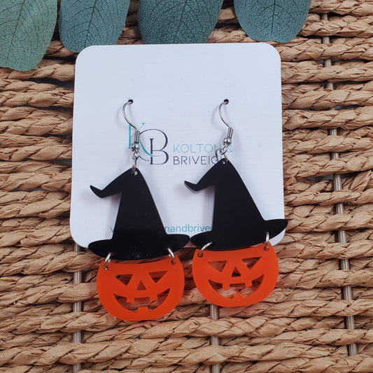 Pumpkin Witch Earrings