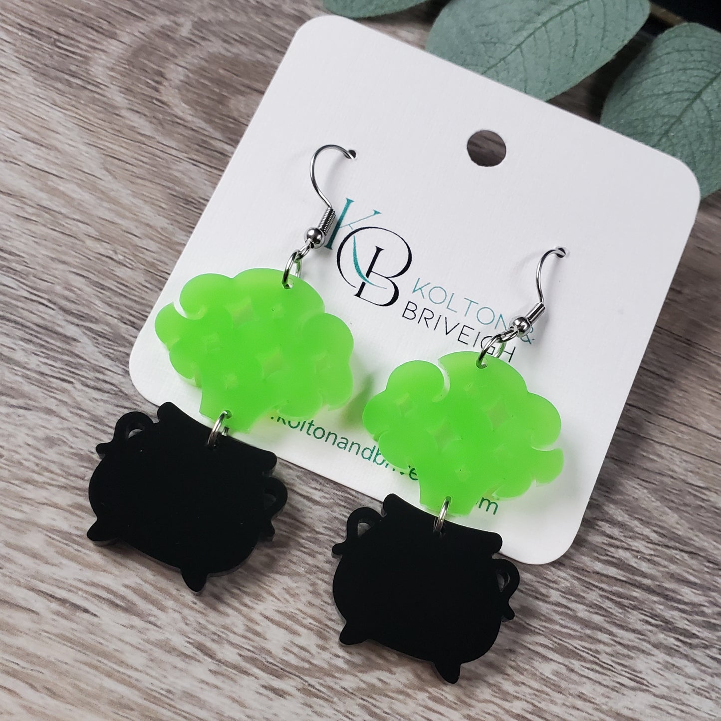 Neon Green Cauldron Earrings