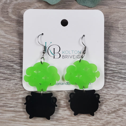 Neon Green Cauldron Earrings