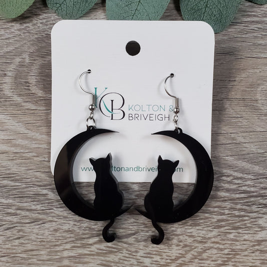 Cat on the Moon Earrings