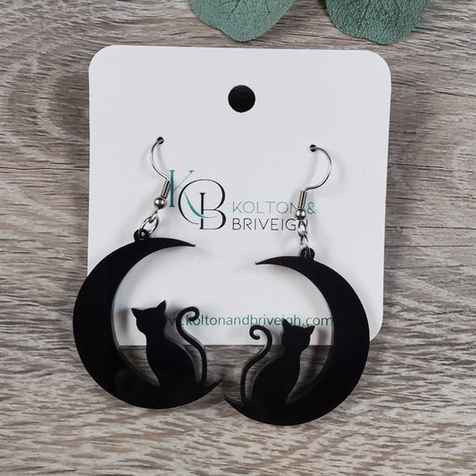 Cat on the Moon Earrings