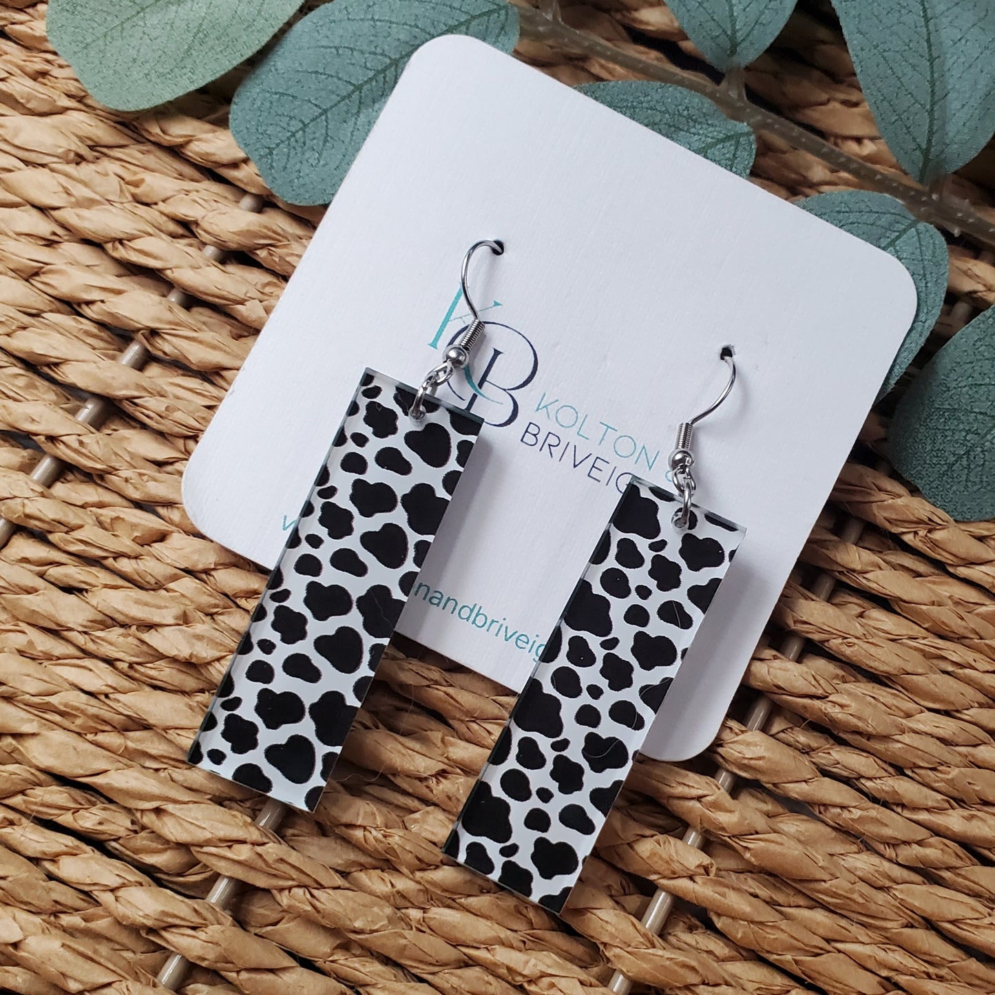 Bar Cow Print Earrings