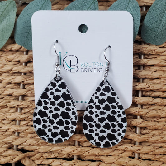 Cow Print Teardrop Earrings