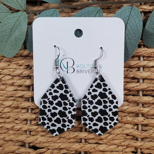Cow Print Hexagon Earrings