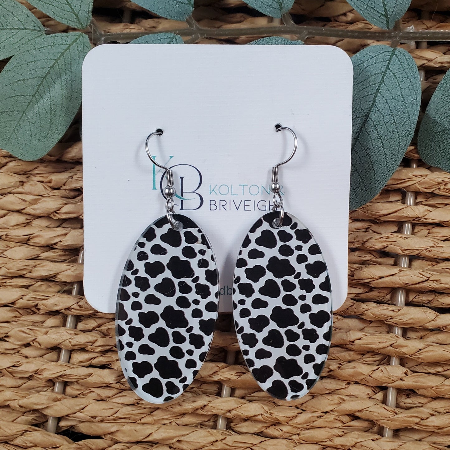 Cow Print Earrings Oval
