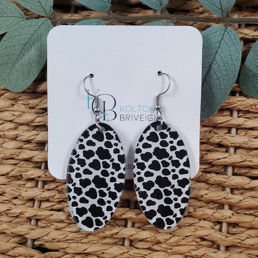 Cow Print Earrings Oval